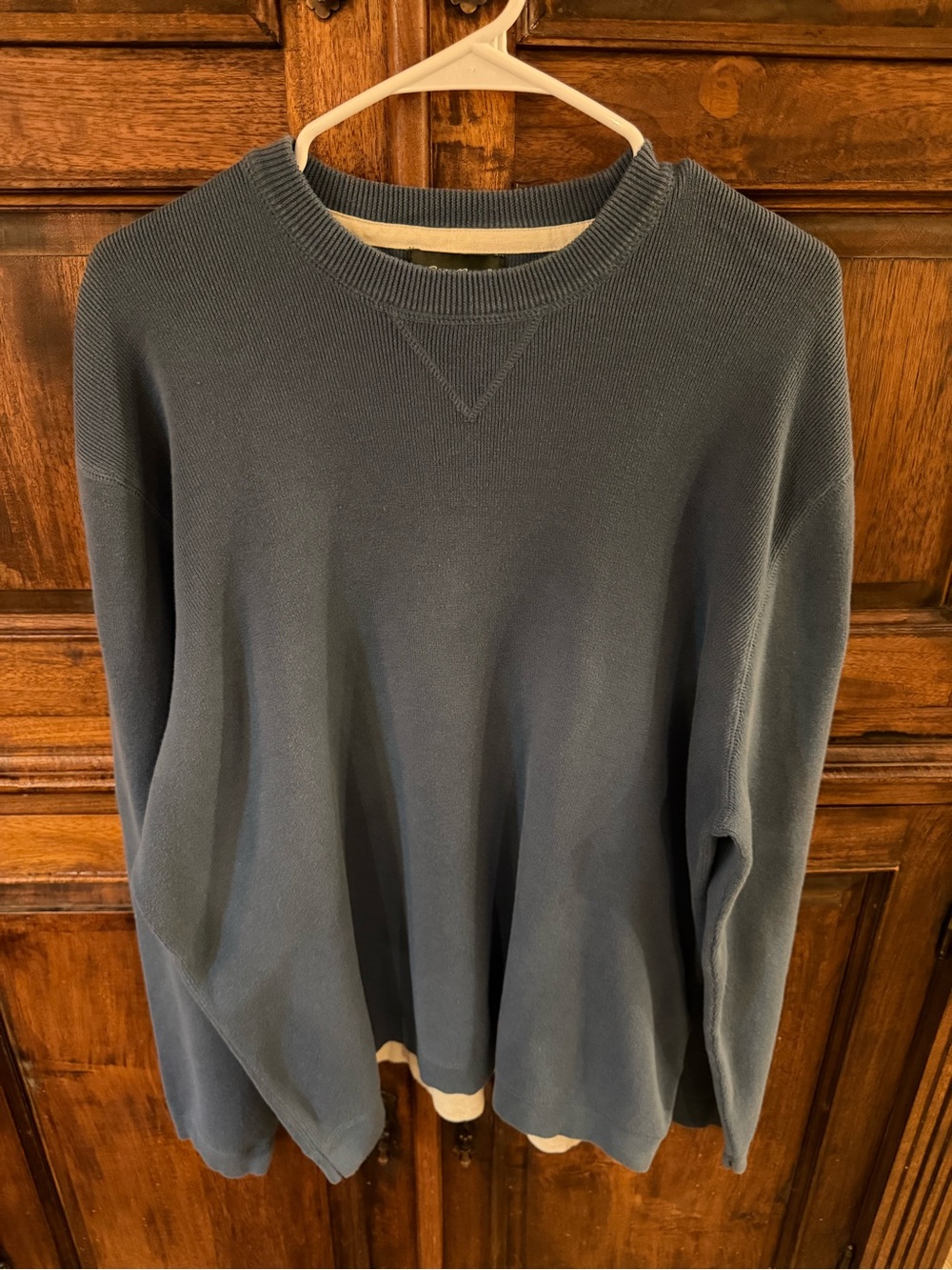 Vintage Eddie Bauer ribbed knit crewneck sweater Xl Blue 100 % Cotton